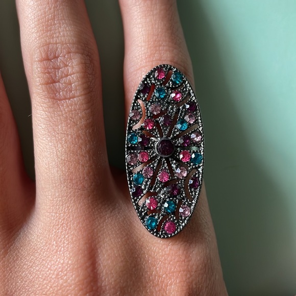 Sparkly Cocktail Adjustable Ring - Picture 5 of 8